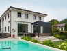 pergola alu 4x3.5 mètres 2 poteaux avec stores sombres